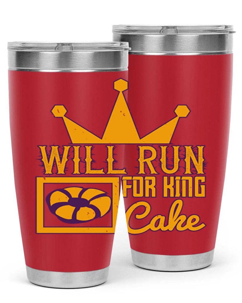 will run for king cake 28#- mardi gras- Tumbler