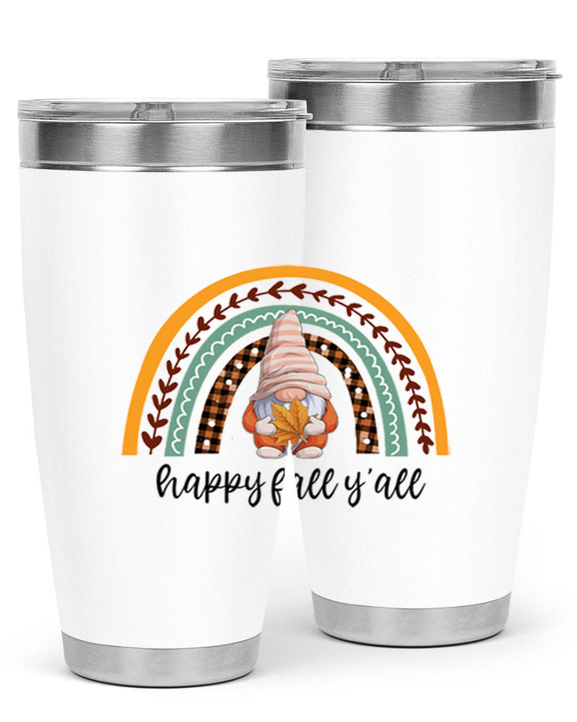 HappyFallYallGnomeRainbow 255#- fall- Tumbler