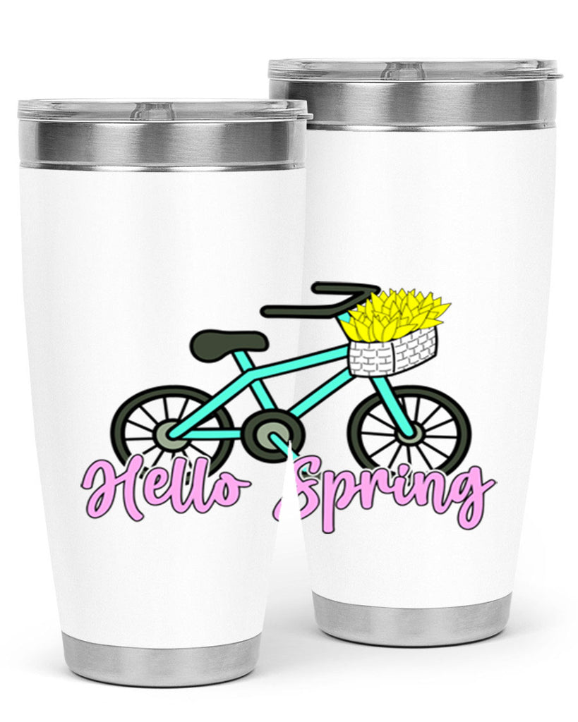 Hello Spring Bicycle with flowers189#- spring- Tumbler