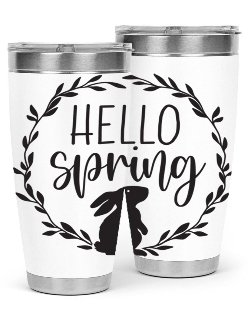 Hello Spring Bunny Wreath192#- spring- Tumbler