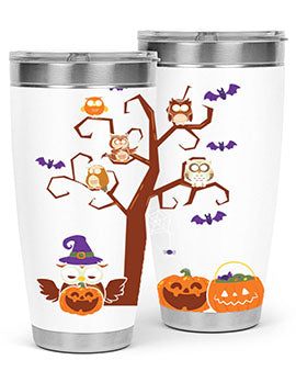 Owl With Pumpkin Halloween Tree A TurtleRabbit 16#- owl- Tumblers