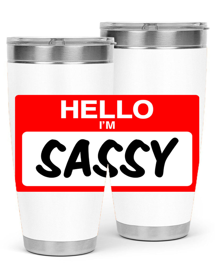 hello im sassy 129#- black words phrases- Cotton Tank