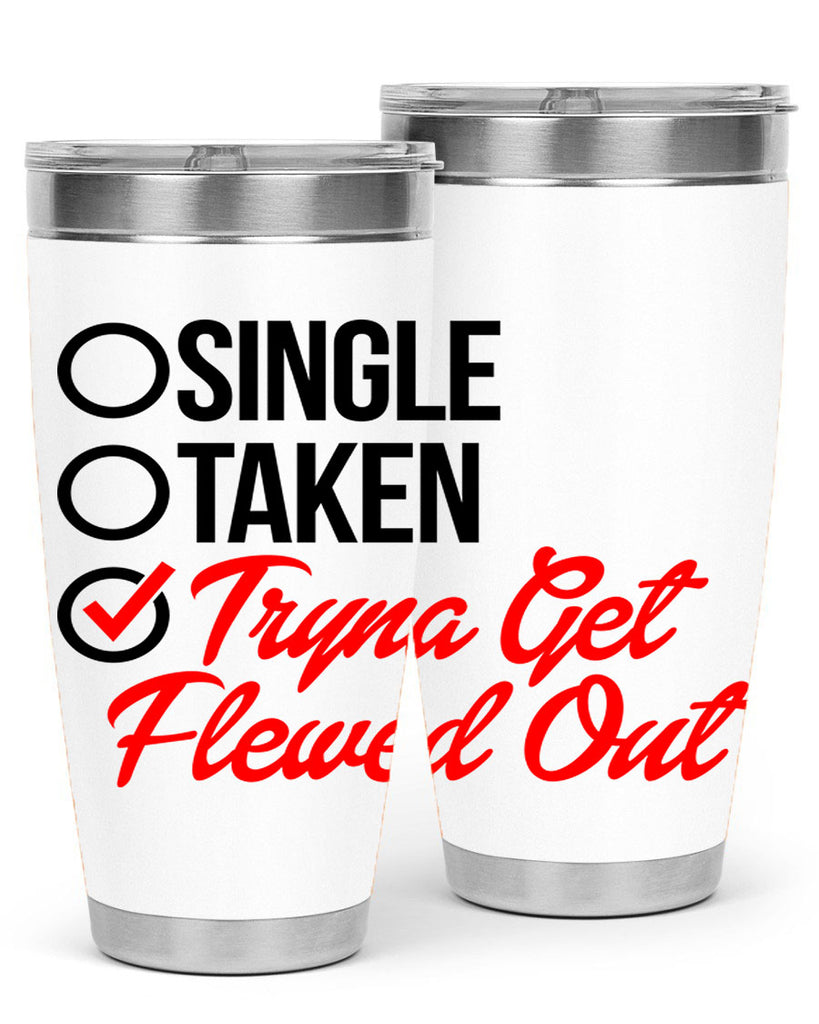 single taken tryna get flewed out 36#- black words phrases- Cotton Tank