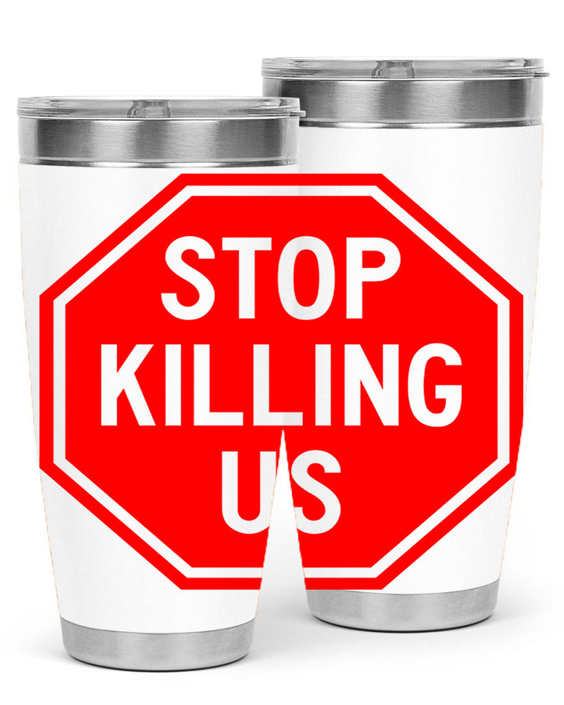 stop killing us 25#- black words phrases- Cotton Tank