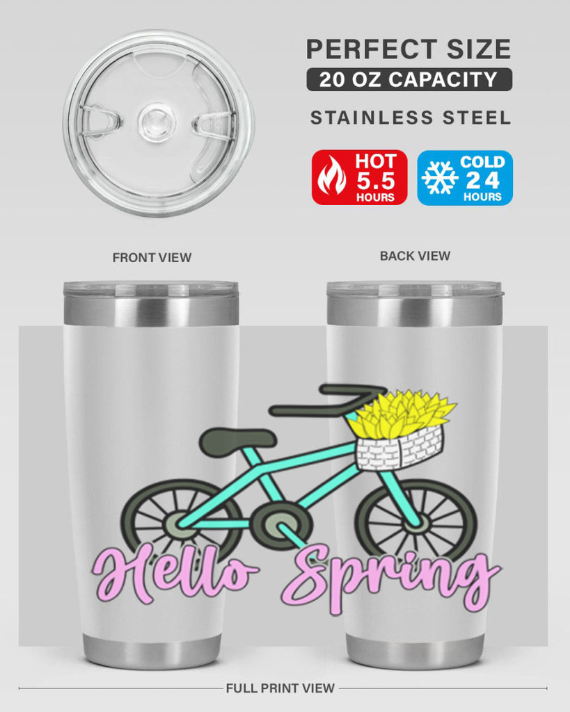 Hello Spring Bicycle with flowers189#- spring- Tumbler