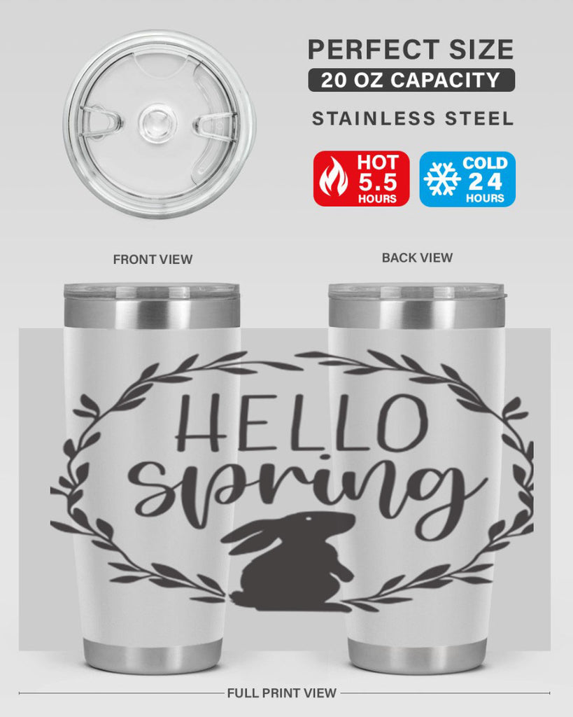 Hello Spring Bunny Wreath192#- spring- Tumbler