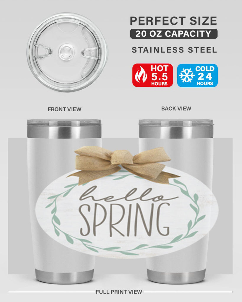 Hello Spring Wreath leaves Mockup209#- spring- Tumbler