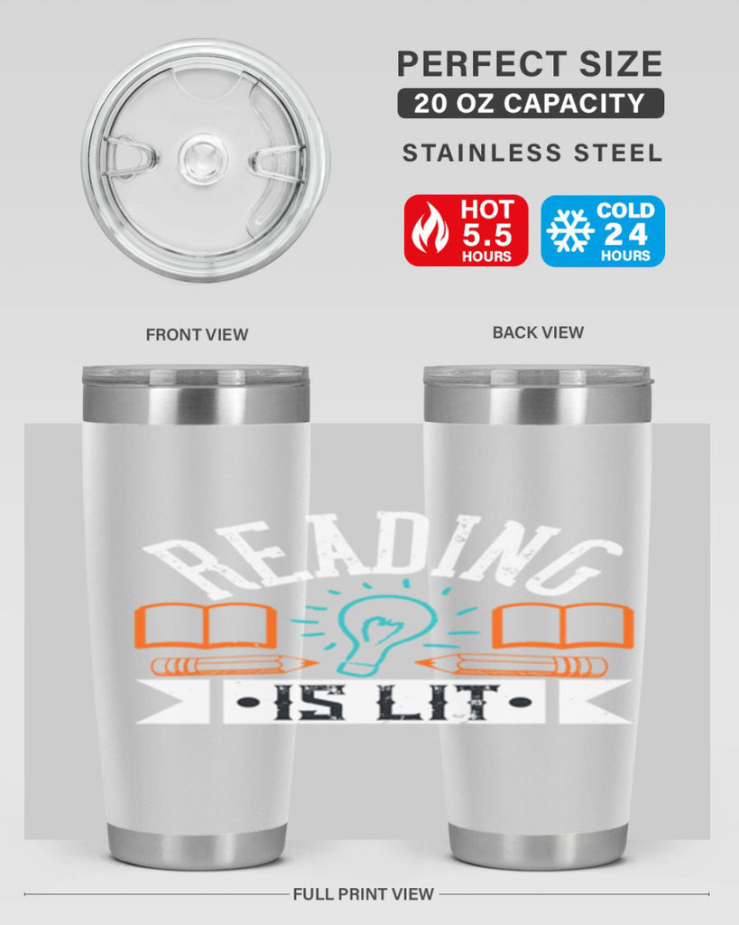Reading is lit Style 24#- teacher- tumbler