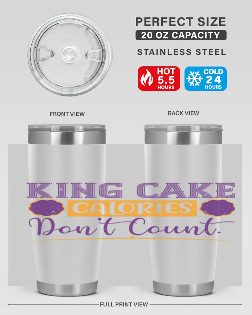 king cake calories dont count 54#- mardi gras- Tumbler