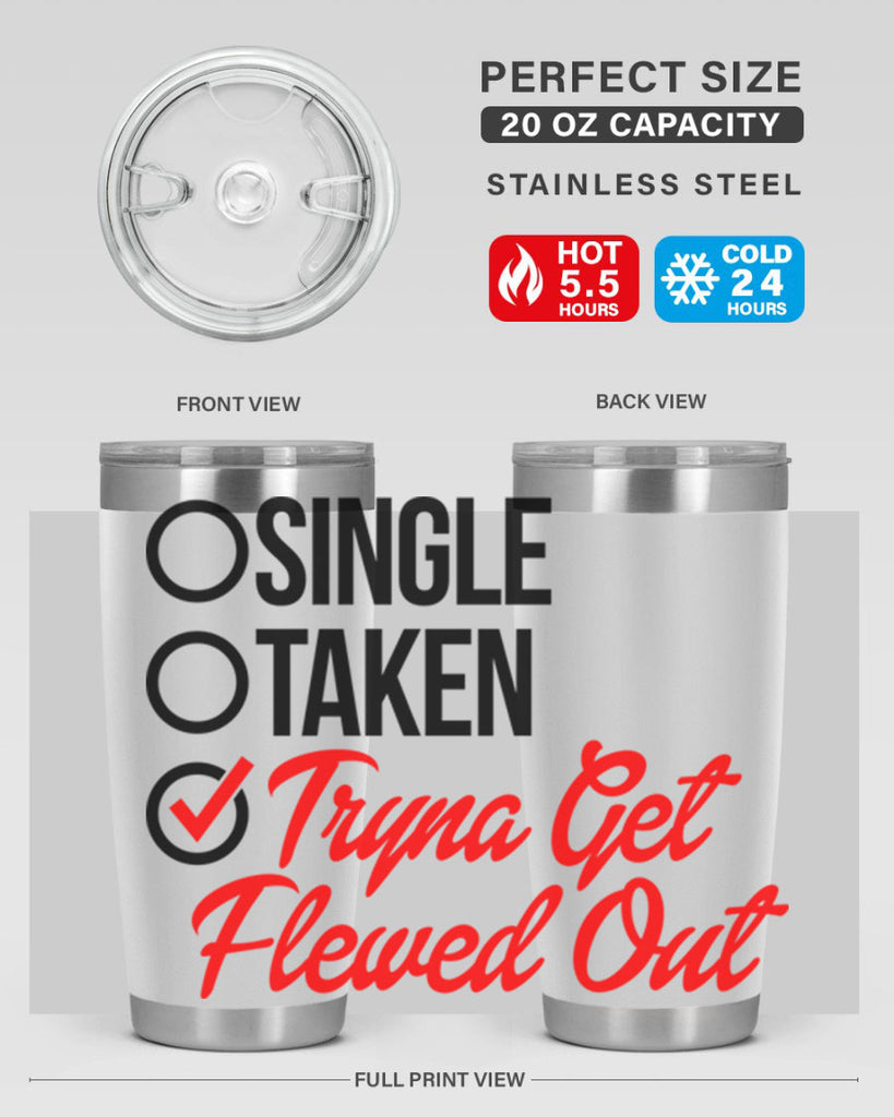 single taken tryna get flewed out 36#- black words phrases- Cotton Tank