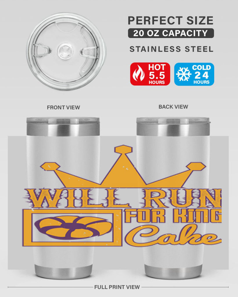 will run for king cake 28#- mardi gras- Tumbler
