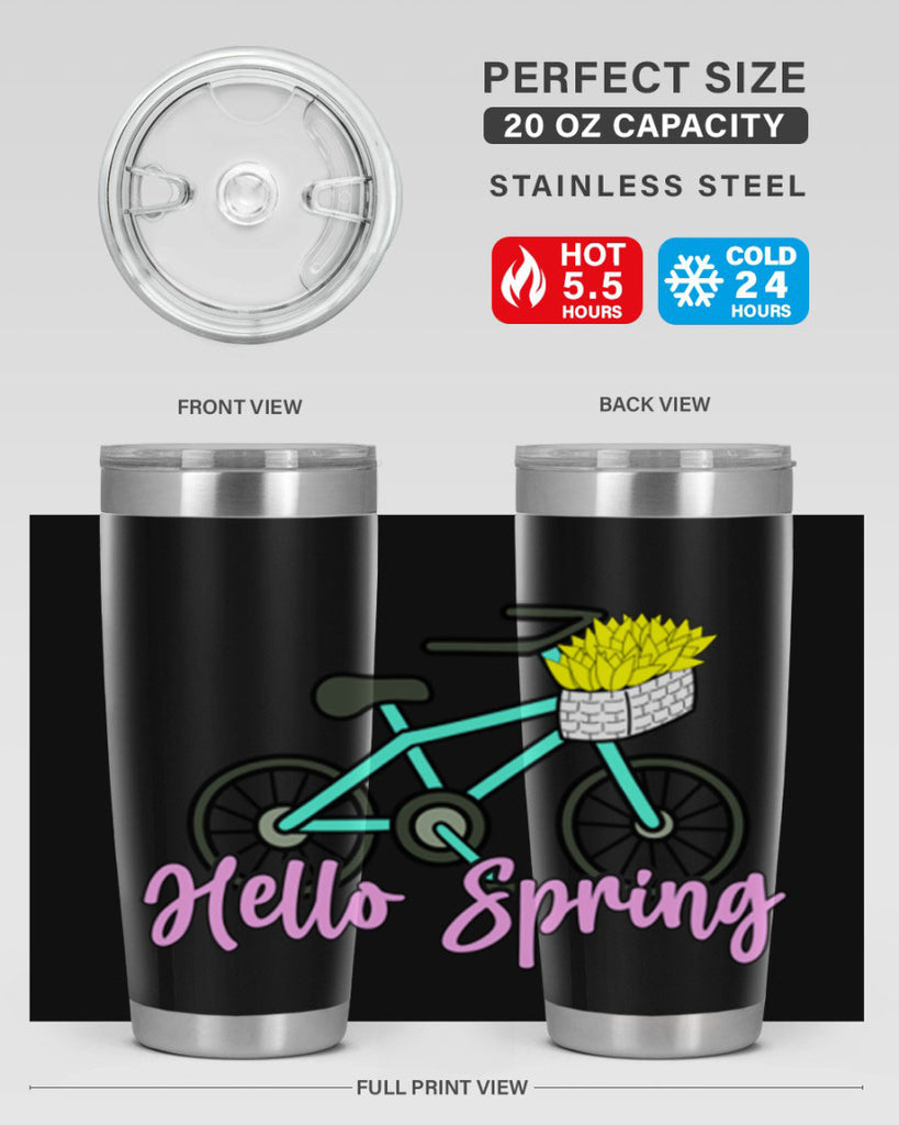 Hello Spring Bicycle with flowers189#- spring- Tumbler