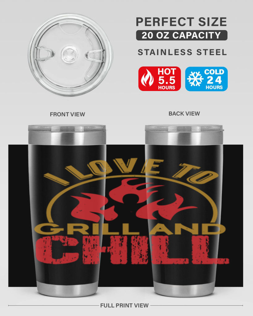 i love to grill and chill 38#- bbq- Tumbler
