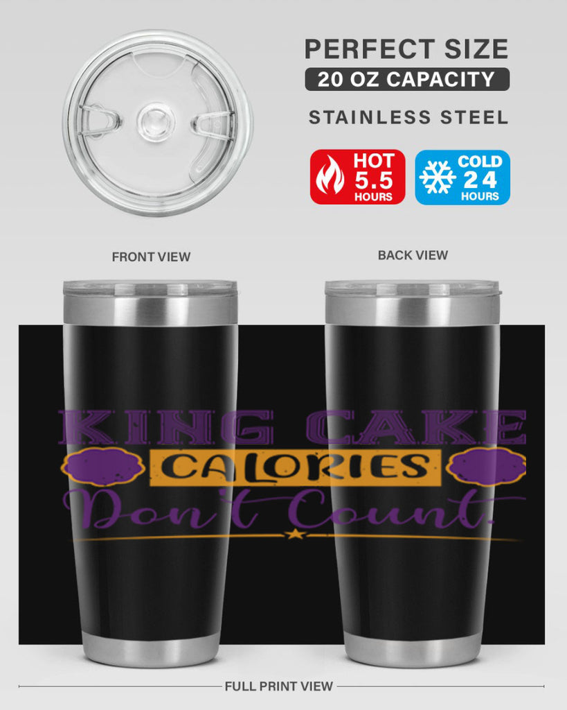 king cake calories dont count 54#- mardi gras- Tumbler