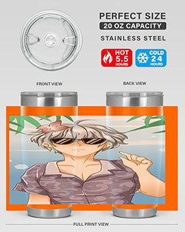 Handsome boy with sunglasses on the beach in summer holiday 44#- anime- Tumbler