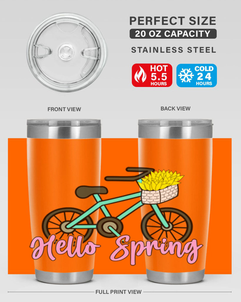 Hello Spring Bicycle with flowers189#- spring- Tumbler