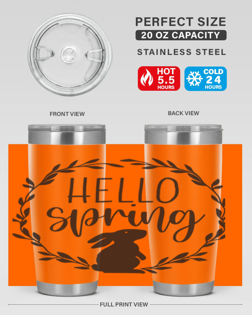 Hello Spring Bunny Wreath192#- spring- Tumbler