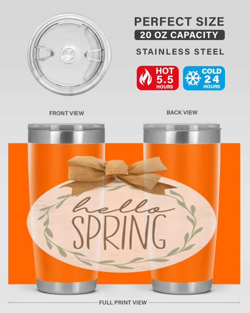 Hello Spring Wreath leaves Mockup209#- spring- Tumbler