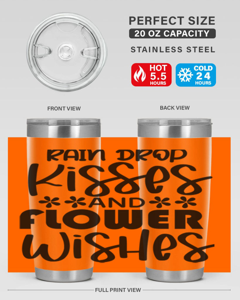 Rain drop kisses and flower 398#- spring- Tumbler