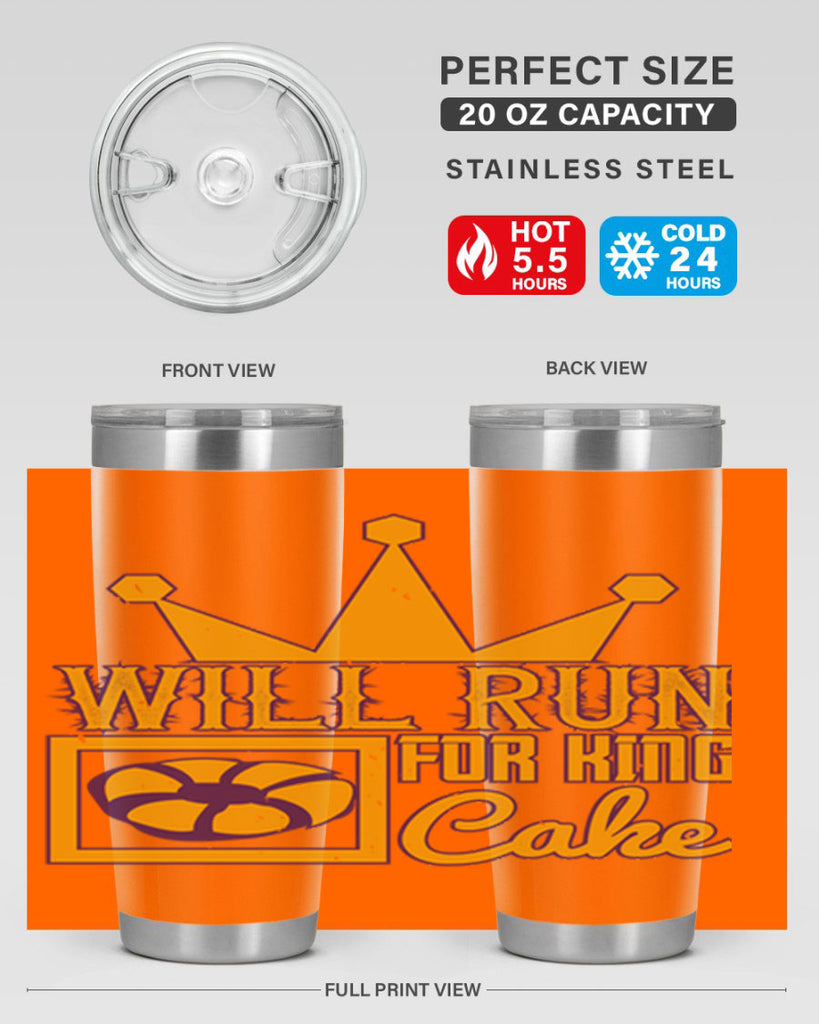 will run for king cake 28#- mardi gras- Tumbler
