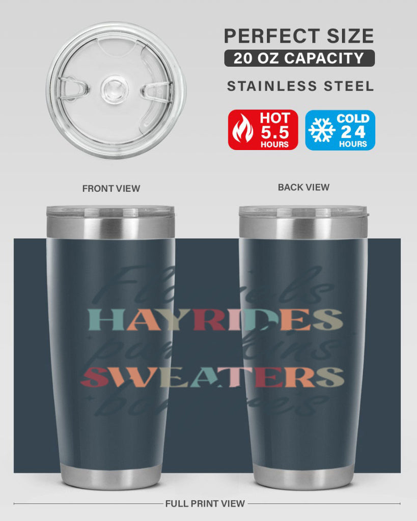Flannels Hayrides Pumpkins Sweaters Bonfires 184#- fall- Tumbler