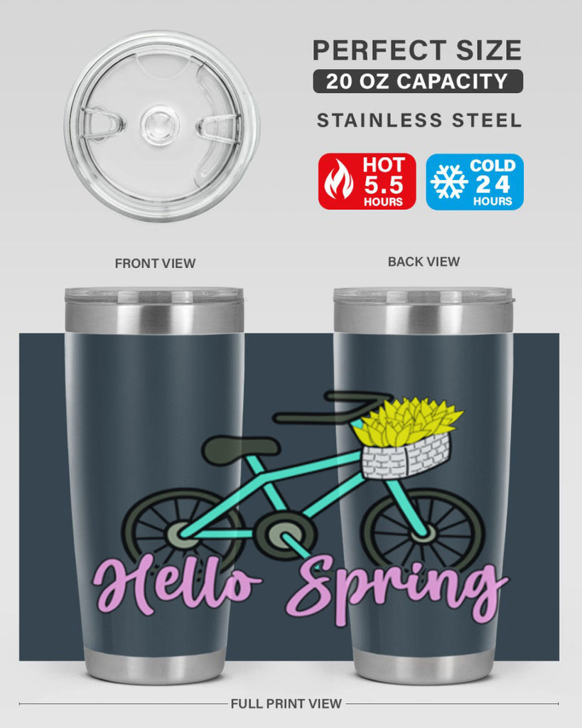 Hello Spring Bicycle with flowers189#- spring- Tumbler