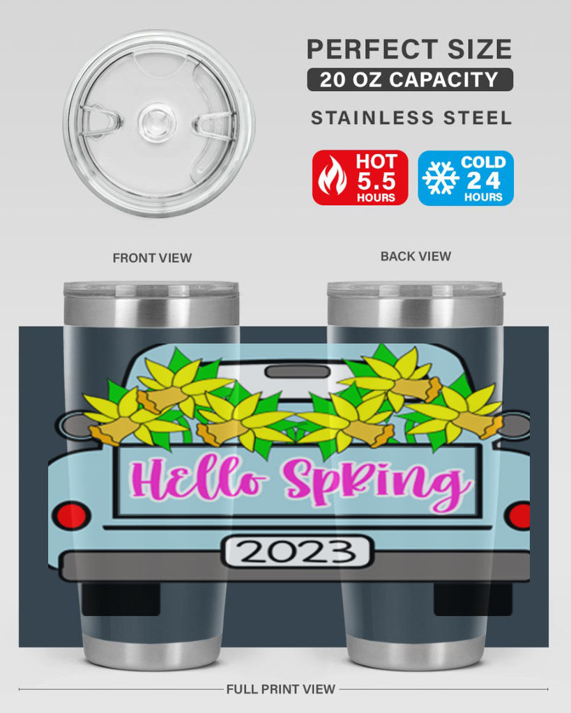 Hello Spring Farm truck with daffodils196#- spring- Tumbler