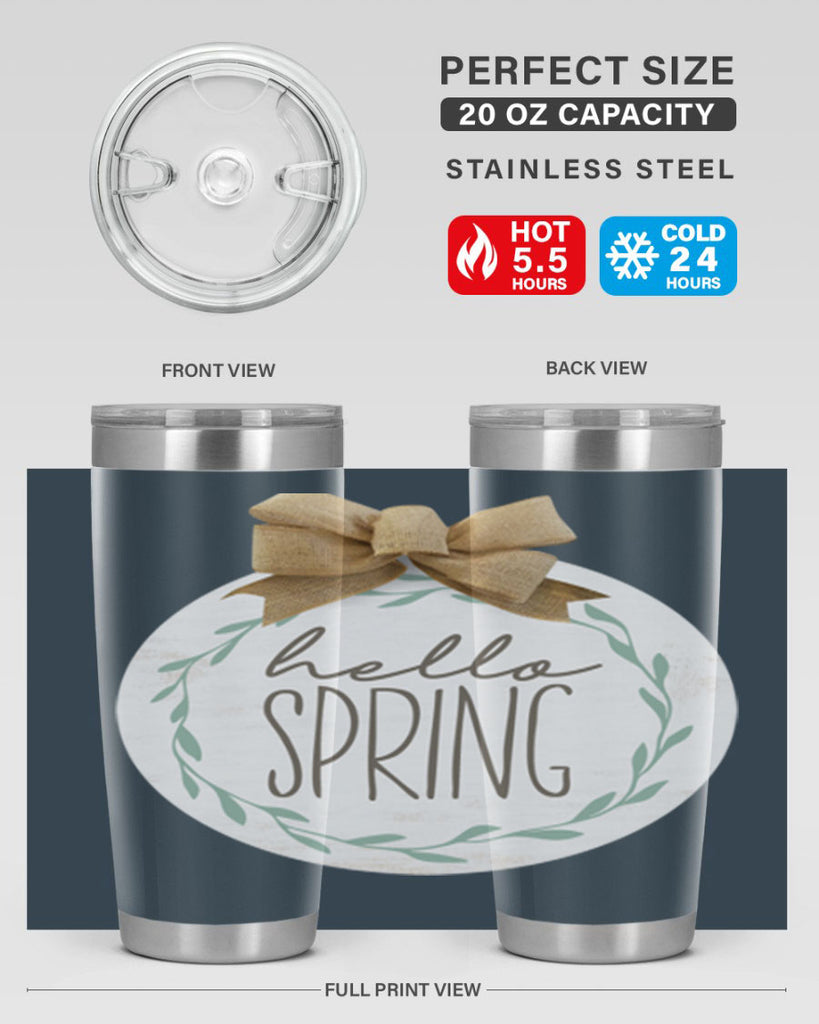 Hello Spring Wreath leaves Mockup209#- spring- Tumbler