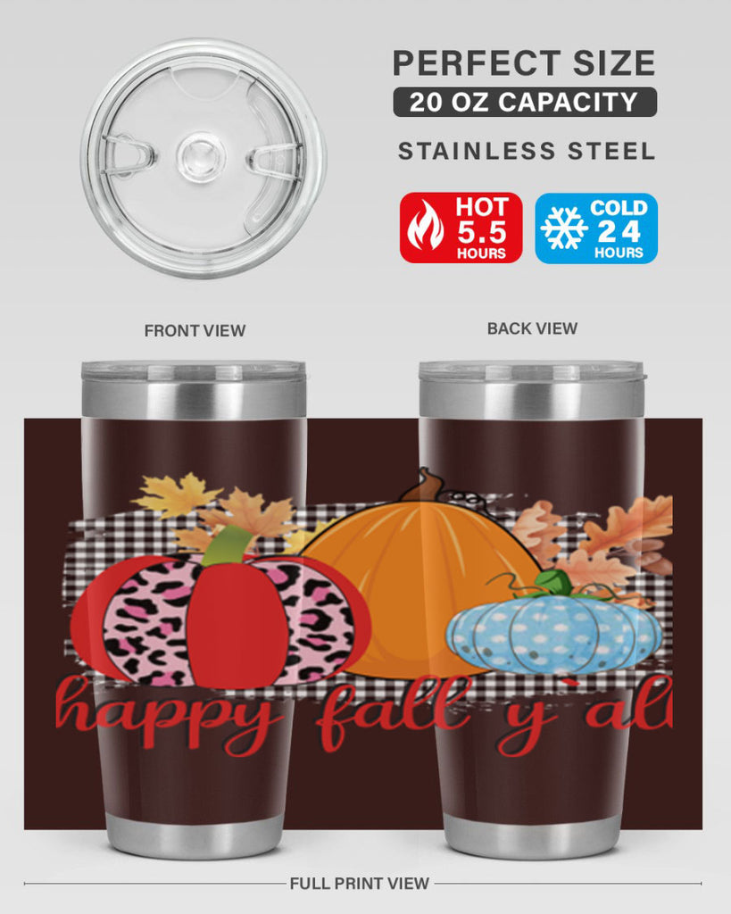 Happy Fall Yall Leopard 229#- fall- Tumbler