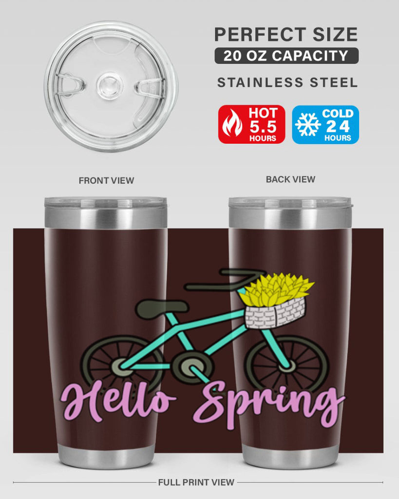 Hello Spring Bicycle with flowers189#- spring- Tumbler