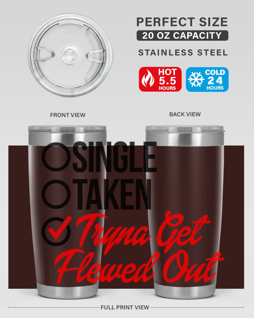 single taken tryna get flewed out 36#- black words phrases- Cotton Tank