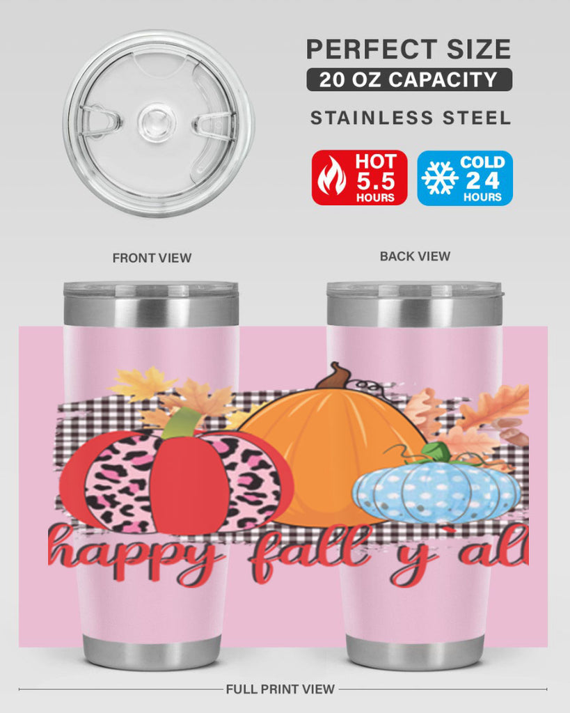 Happy Fall Yall Leopard 229#- fall- Tumbler