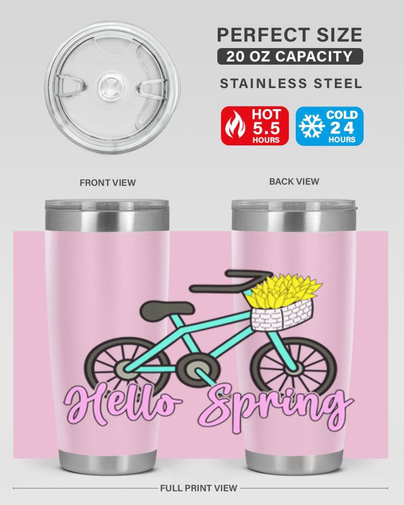 Hello Spring Bicycle with flowers189#- spring- Tumbler