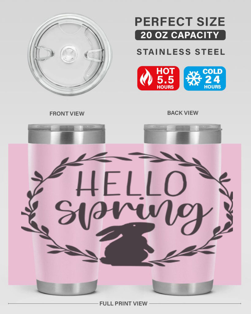 Hello Spring Bunny Wreath192#- spring- Tumbler
