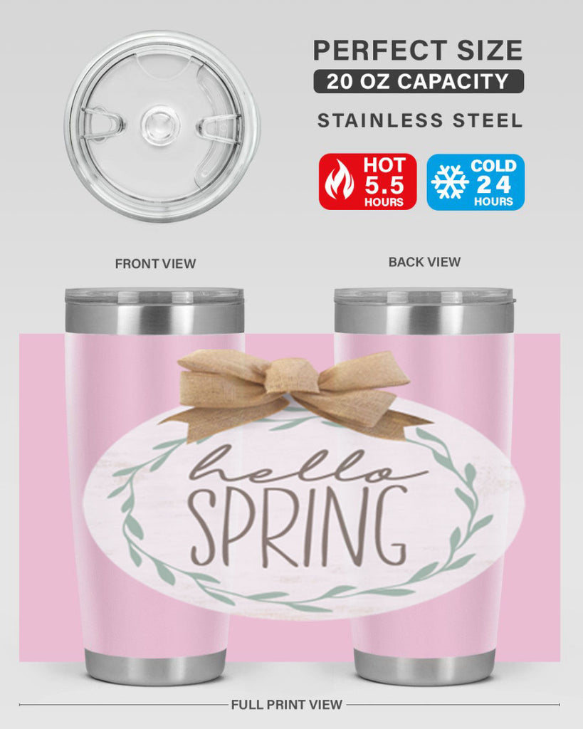 Hello Spring Wreath leaves Mockup209#- spring- Tumbler