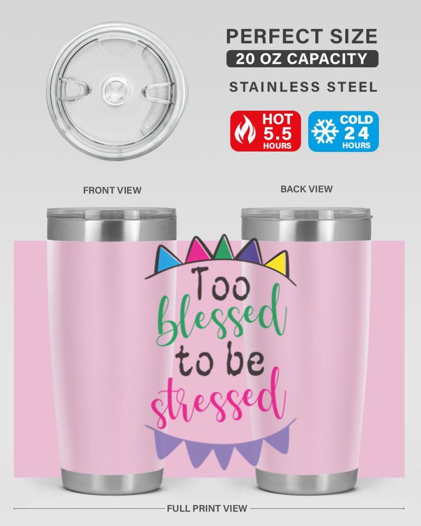 too blessed to be stressed- black words phrases- Cotton Tank