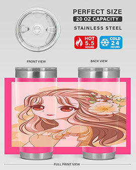 Cute and happy girl with flowers crown 57#- anime- Tumbler
