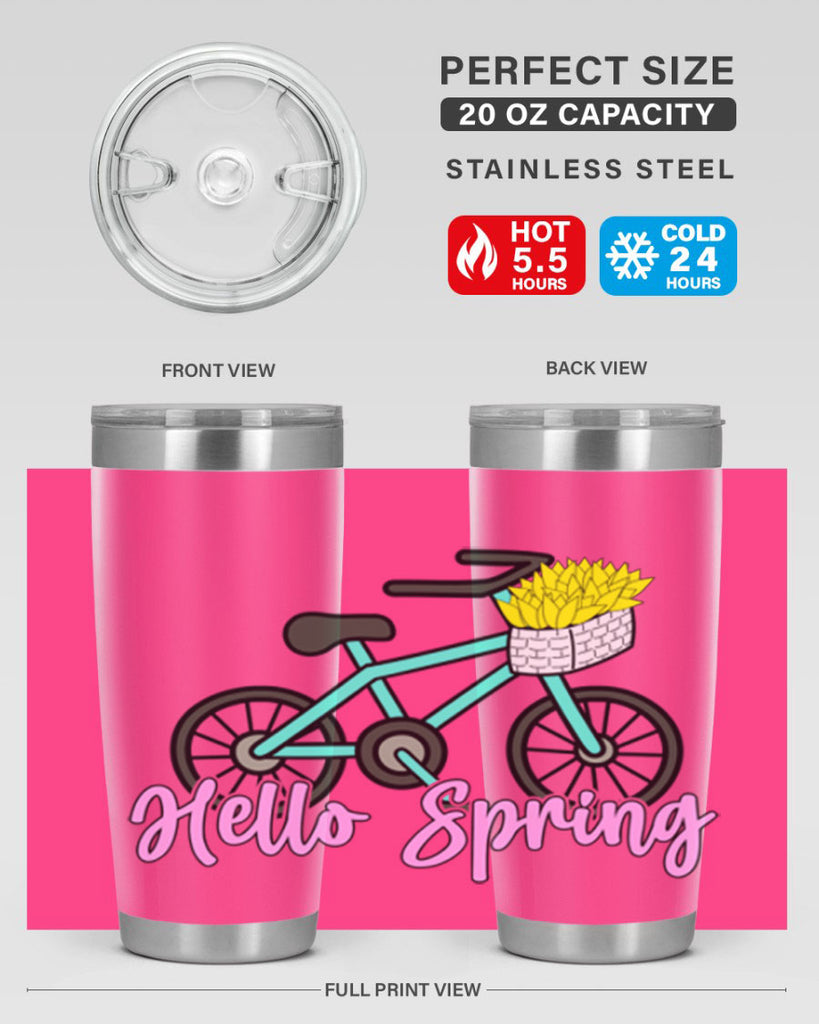 Hello Spring Bicycle with flowers189#- spring- Tumbler