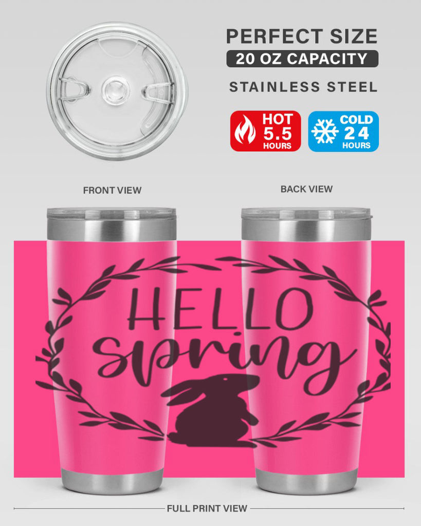 Hello Spring Bunny Wreath192#- spring- Tumbler