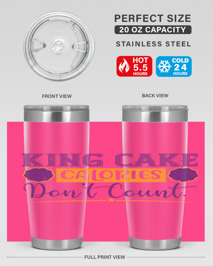 king cake calories dont count 54#- mardi gras- Tumbler