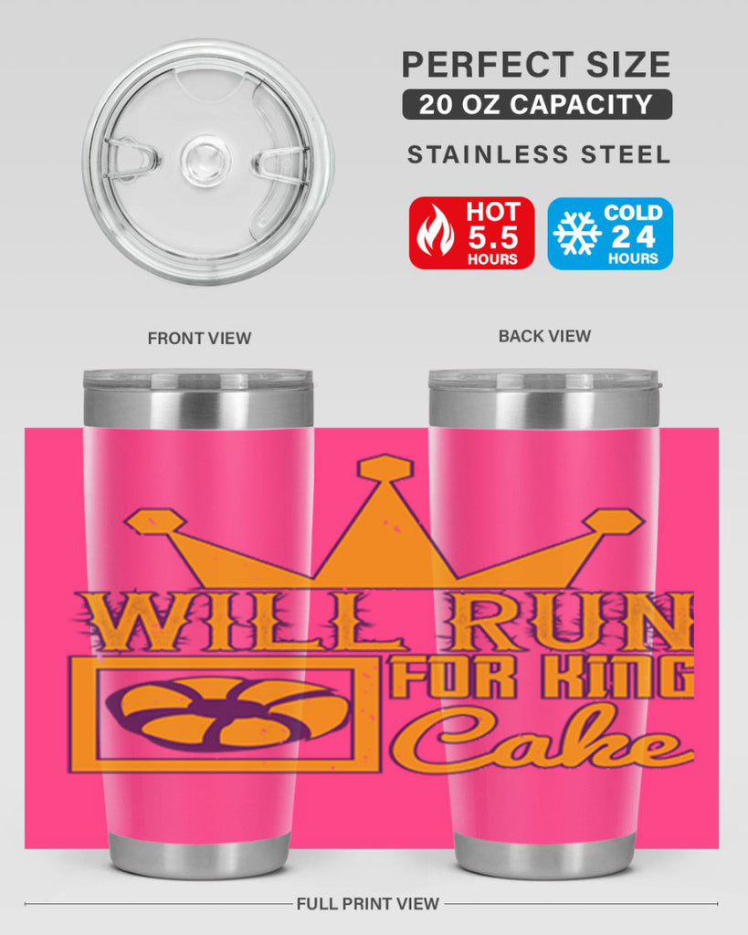 will run for king cake 28#- mardi gras- Tumbler