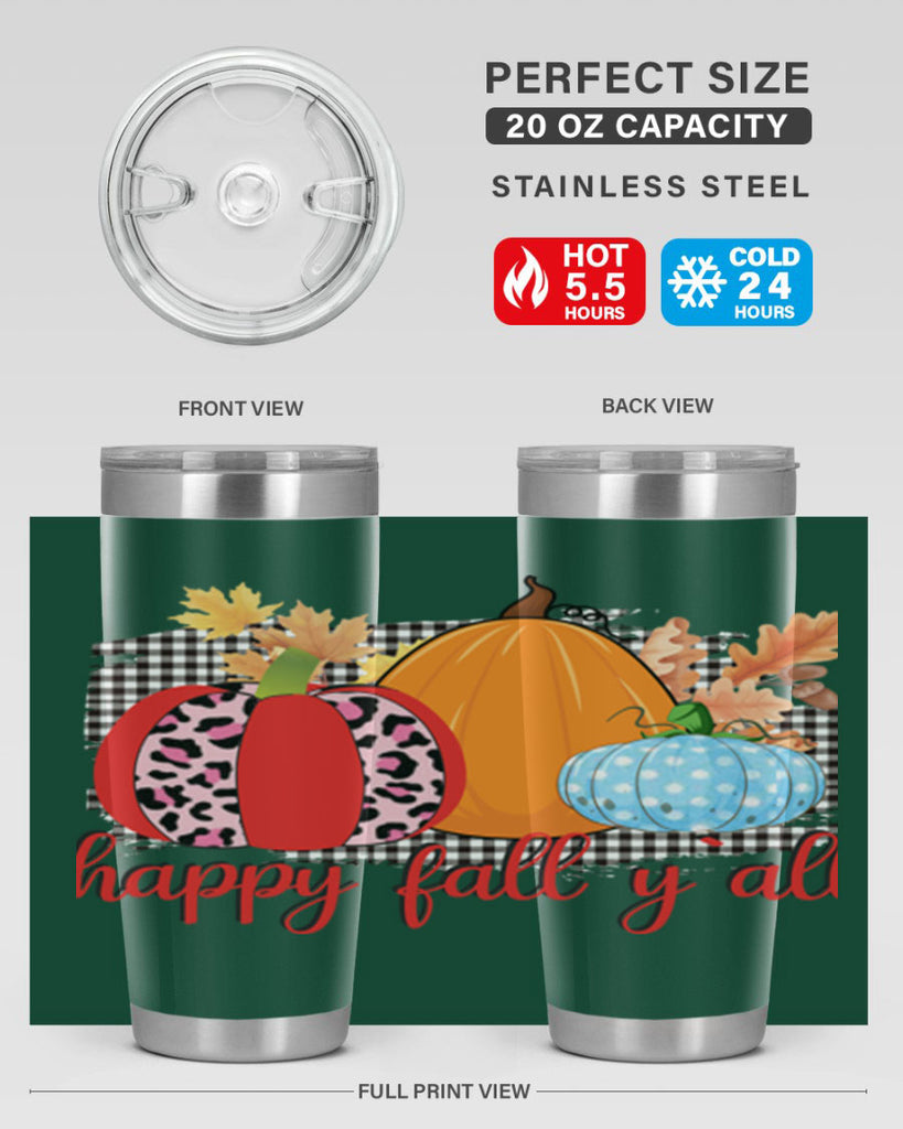 Happy Fall Yall Leopard 229#- fall- Tumbler