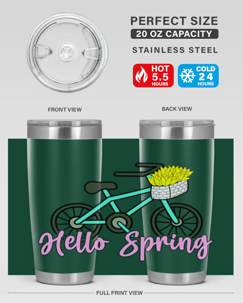 Hello Spring Bicycle with flowers189#- spring- Tumbler