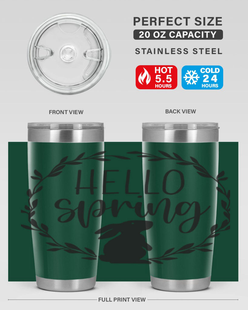 Hello Spring Bunny Wreath192#- spring- Tumbler