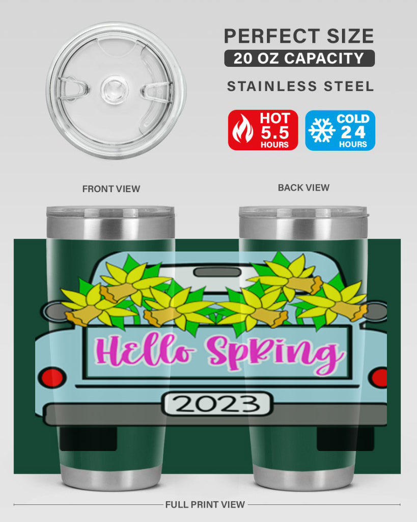 Hello Spring Farm truck with daffodils196#- spring- Tumbler