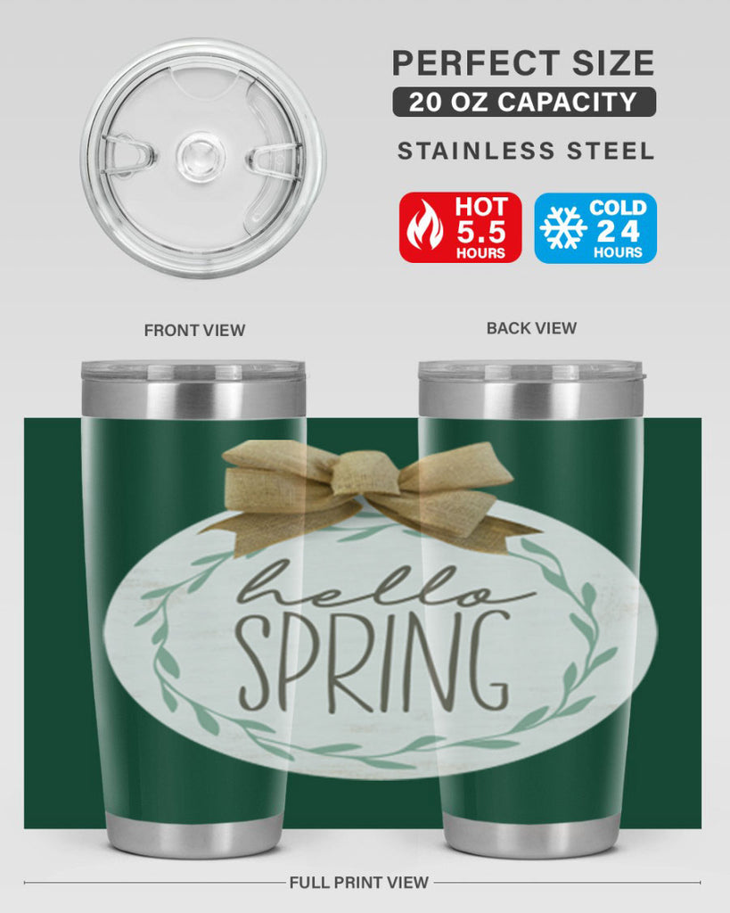 Hello Spring Wreath leaves Mockup209#- spring- Tumbler