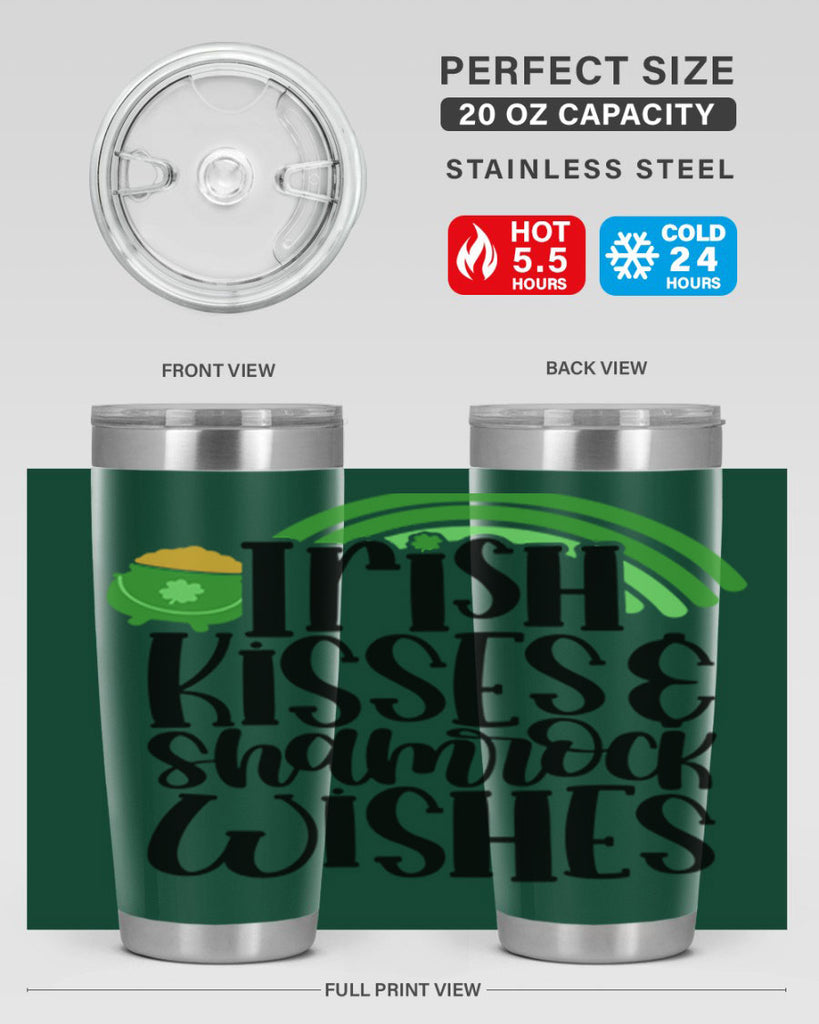 Irish Kisses Shamrock Wishes Style 80#- St Patricks Day- Tumbler