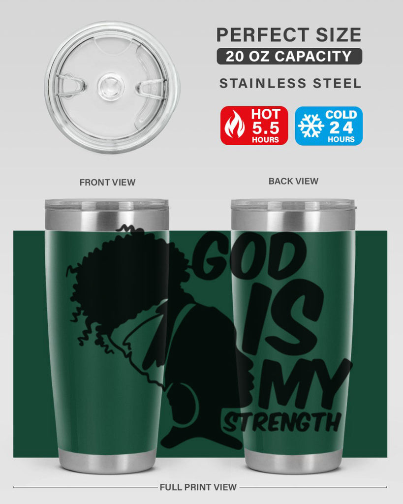 god is my strength- black words phrases- Cotton Tank