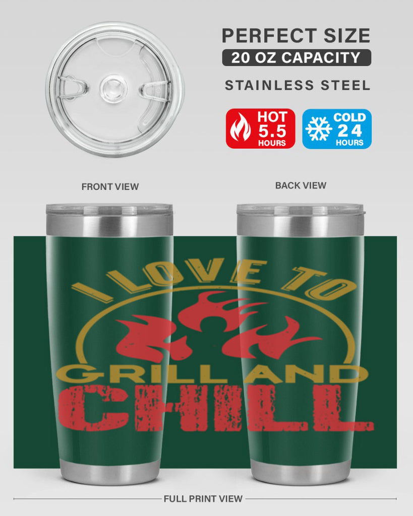 i love to grill and chill 38#- bbq- Tumbler