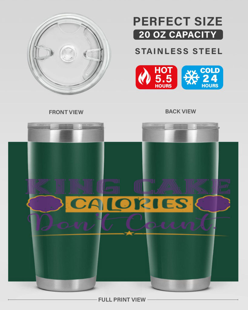 king cake calories dont count 54#- mardi gras- Tumbler